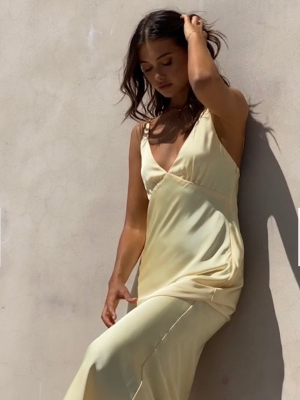 Billy J Ziah Pastel Yellow Satin Maxi Dress - Picture 2 of 16